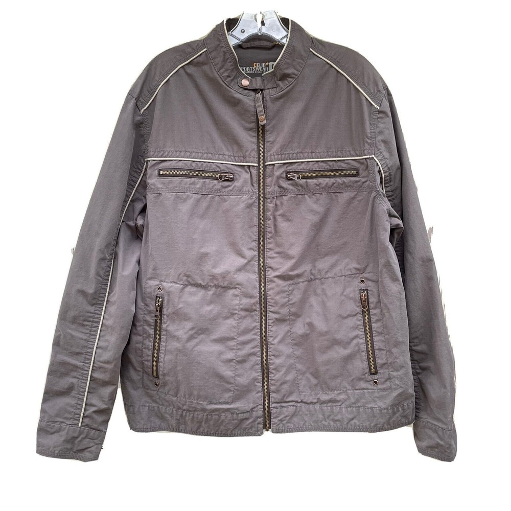 Celio Sportswear Jacket Men's Size L Grey Cotton Zipper Trucker/Work/Moto Style